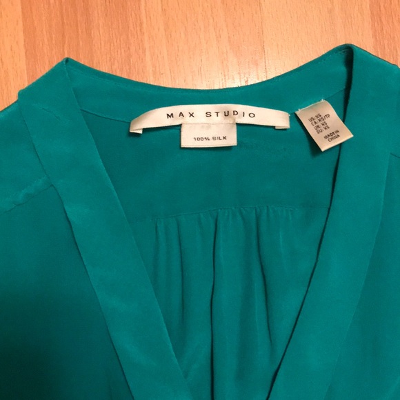 Max Studio turquoise silk blouse - Picture 2 of 5